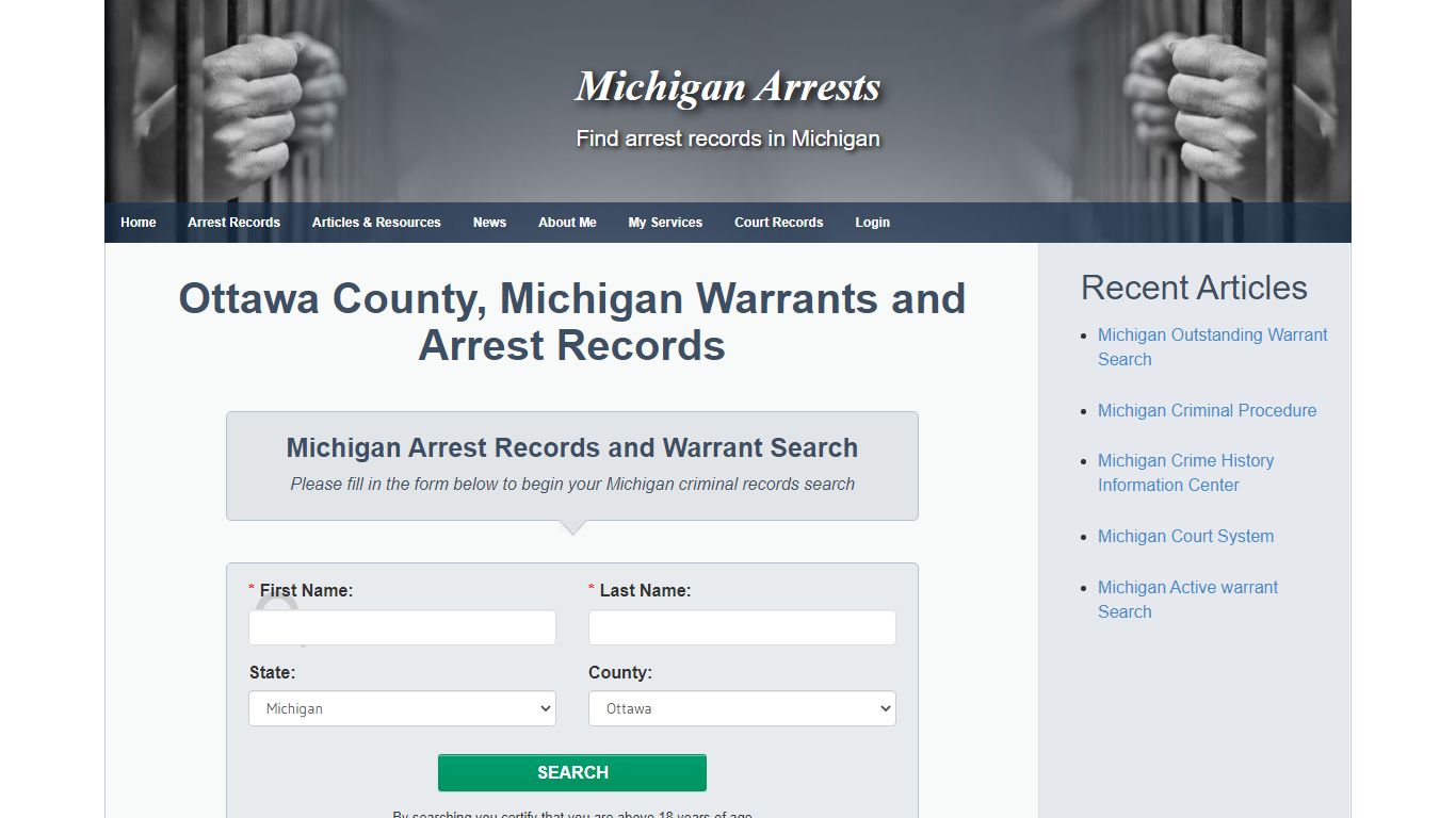 Ottawa County, Michigan Warrants and Arrest Records