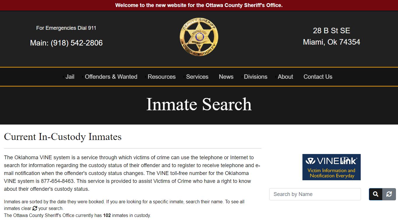 Inmate Search - Ottawa County Sheriff's Office